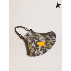Golden Goose Camouflage Gyldne ansigt maske med orange stjerne brun grøn camouflage