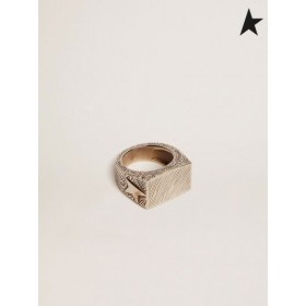 Golden Goose Tidløs Jewelmates samling firkantet ring i antik sølv farve