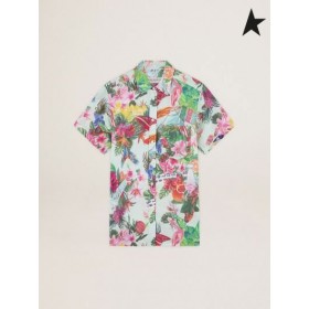 Golden Goose Dug-grøn Rejse indsamling Clarissa shirt med all-over mangefarvede tropiske print-grøn