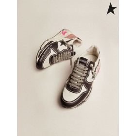 Golden Goose løbesko Eneste sneakers i hvid slange-print læder med kontrasterende sort sort hvid detaljer