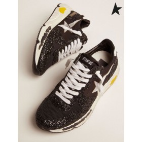 Golden Goose løbesko Eneste sneakers i sort nylon og glitter med sølv lamineret læder star sort