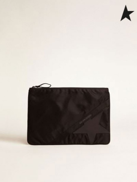 Golden Goose Grote zwarte nylon Reis etui Strepen