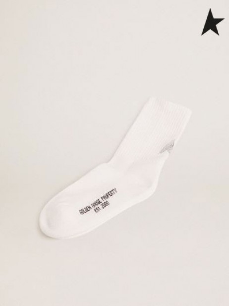 Golden Goose Witte sokken met kristallen ster op de rug wit