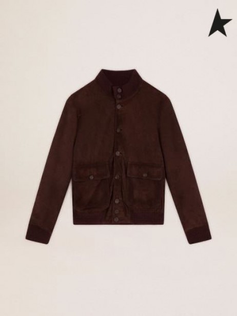 Golden Goose Gouden collectie vlucht jasje in donker bruin suede donkerbruin