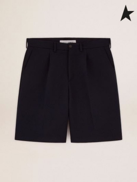 Golden Goose Gouden collectie Bermuda korte broek in donkerblauw wol donker blauw