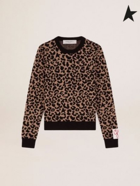 Golden Goose Gouden collectie ronde-hals trui in wol met jacquard dier patroon Dierlijke Tonen