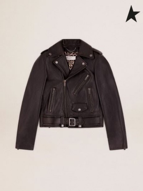 Golden Goose leren biker jacket zwart