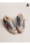 Golden Goose Super-Sterren Penstar LAB sneakers met canvas en velvet patchwork en shearling voering paars rood grijs