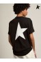Golden Goose Black Star collection T-shirt met contrasterende witte logo en de ster zwart