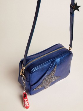 Golden Goose Sterren Tas gemaakt van blauw gelamineerd leer met Swarovski ster huidskleur