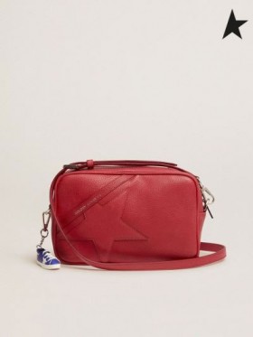 Golden Goose Sterren Tas met schouderband gemaakt van kiezel leer rood