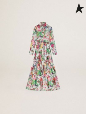 Golden Goose Reis verzameling Dalma shirt jurk in veelkleurige tropische print groen