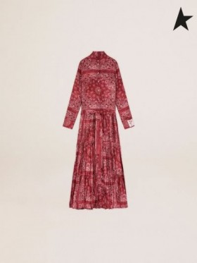 Golden Goose Gouden collectie shirt jurk in de bourgogne met paisley print bourgondië