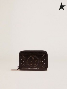 Golden Goose Sterren Compacte portemonnee van leer met studs Huid / Kleur huidskleur