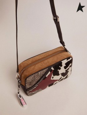 Golden Goose Star Bag-in-animal-print pony huid en bordeaux lederen sterren bordeaux rood