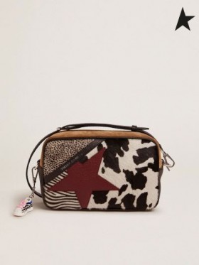 Golden Goose Star Bag-in-animal-print pony huid en bordeaux lederen sterren bordeaux rood