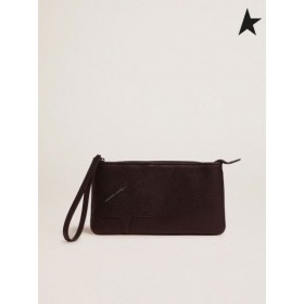 Golden Goose Black Star Pols clutch tas in generfd leder Huid / Kleur huidskleur