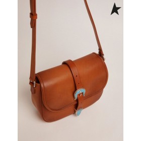 Golden Goose Medium Rodeo Bag-in-tan-kleurig leer met een licht blauwe details bruin