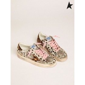 Golden Goose Stardan sneakers in polka-dot pony huid met luipaard-print pony huid star wit zwart