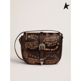 Golden Goose Medium Rodeo Tas in zwart kunstleder met contrasterende zwarte belettering