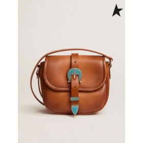 Golden Goose Kleine Rodeo Tas in licht bruin leer met blauwe gesp blauw