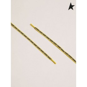 Golden Goose Grosgrain veters met reflecterende band en "Veters" print-geel