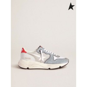 Golden Goose Grijs loopschoenen Enige sneakers in suede en canvas rood wit