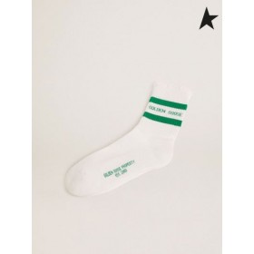 Golden Goose sokken van katoen met klassieke afwerkingen, groene strepen en Gouden Gans-logo bruin groen groen