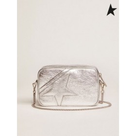 Golden Goose Mini Star Tas in zilver gelaagd leer met toon-op-toon ster zilver