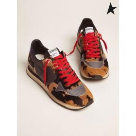 Golden Goose Running Schoenen Sneakers met pony huid en textured nylon inzetstukken zwart wit rood