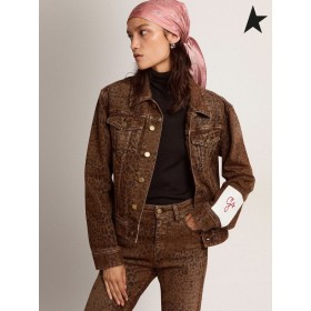 Golden Goose Gouden collectie denim jasje met animal print Animal Print