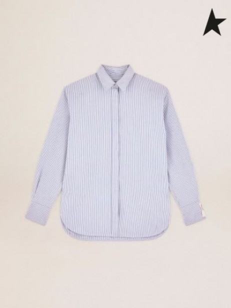 Golden Goose raidallinen paita valkoinen valo sininen