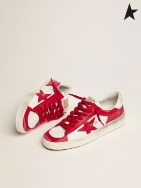 Golden Goose Stardan lenkkarit valkoinen ja punainen nahka valkoinen punainen punainen