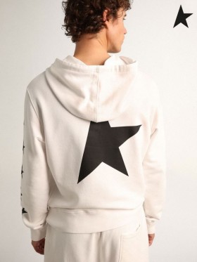 Golden Goose Alighiero Star collection huppari vintage valkoinen, jossa on erottuvan musta tähdet valkoinen