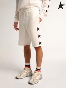 Golden Goose Diego Tähti kokoelma Bermuda shortsit vintage valkoinen, jossa on erottuvan musta tähdet valkoinen