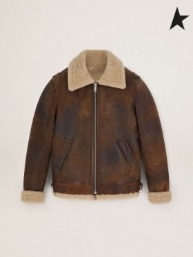 Golden Goose Matka kokoelma Arvel shearling takki ruskea Beige