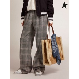 Golden Goose Golden kokoelma lenkkeily housut harmaa ja valkoinen Prince of Wales check harmaa valkoinen