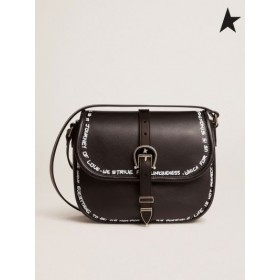 Golden Goose Medium black leather Rodeo Bag with screen print black