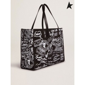 Golden Goose Itä-Länsi California Laukku musta kangas graffiti kahvia