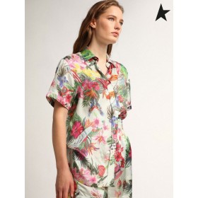 Golden Goose Kaste-vihreä Matka kokoelma Clarissa paita, jossa kauttaaltaan monivärinen vihreä trooppinen tulosta