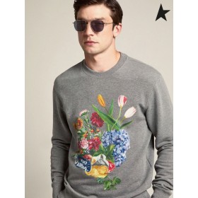 Golden Goose Harmaa Matkan kokoelma Archibald paita, jossa värikäs kollaasi-tyyliin print harmaa