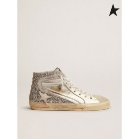 Golden Goose lenkkarit päällinen laminoitu kiiltonahka ja hopea glitter hopea