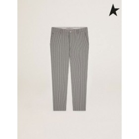 Golden Goose Matka kokoelma valkoinen ja antrasiitti-harmaa gingham Milano housut valkoinen tumma harmaa