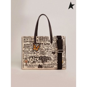 Golden Goose Itä-Länsi California Laukku graffiti tulosta valkoinen