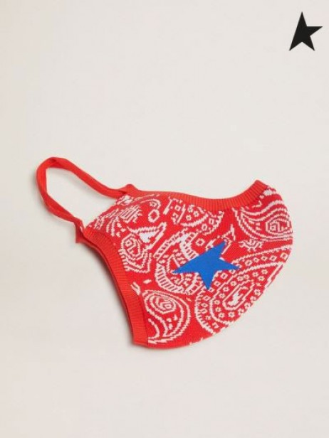 Golden Goose Bandana impression d'Or masque pour le visage avec blue star brun rouge bleu