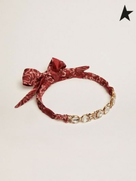 Golden Goose Déco Jewelmates collection de foulard de collier de couleur vieil or avec des cristaux et le foulard imprimé couleur or