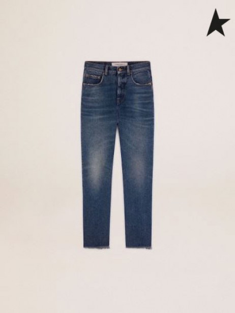 Golden Goose Golden collection recadrée jeans pattes avec un medium wash bleu