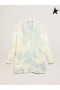 Golden Goose Blanc vieilli-finition Voyage collection cardigan avec de la poudre bleu-effet tie and dye et le lettrage blanc sur la bordure blanc bleu