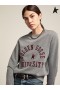 Golden Goose Gris chiné Voyage collection Athena sweat-shirt marron avec logo sur le devant gris