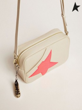 Golden Goose Off-white Star Sac en cuir martelé, fuchsia Golden Goose étoiles avec iridescent glitter blanc rouge fuchsia